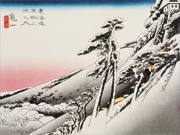 Scenery Kameyama of in Edo Period, Painting, Woodcut, Japanese Wood Block Print