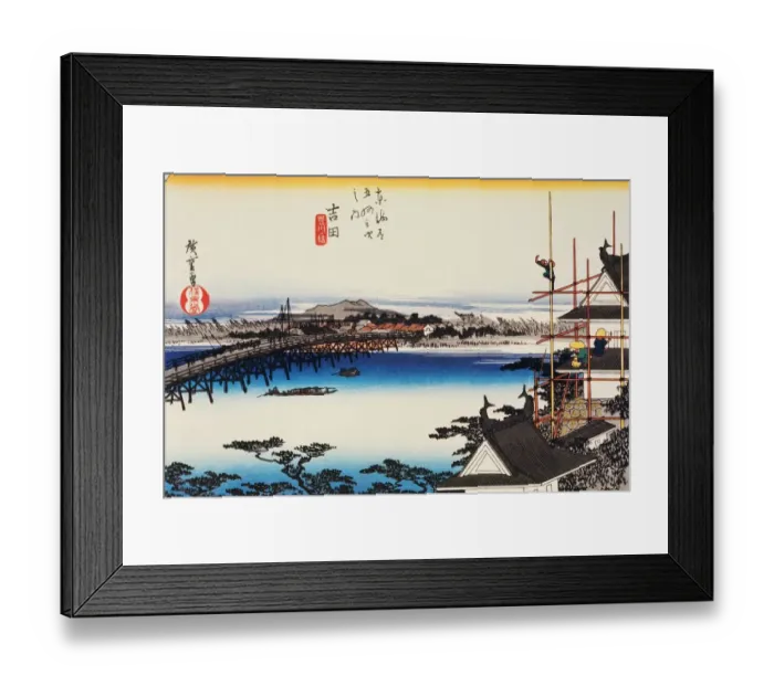 Framed Print : Scenery of Yoshida in Edo Period, Painting, Woodcut, Japanese Wood Block Print Framed Print : Scenery of Yoshida in Edo Period, Painting, Woodcut, Japanese Wood Block Print