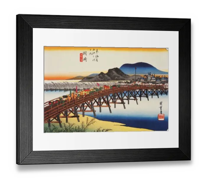 Framed Print : Scenery of Okazaki in Edo Period, Painting, Woodcut, Japanese Wood Block Print Framed Print : Scenery of Okazaki in Edo Period, Painting, Woodcut, Japanese Wood Block Print