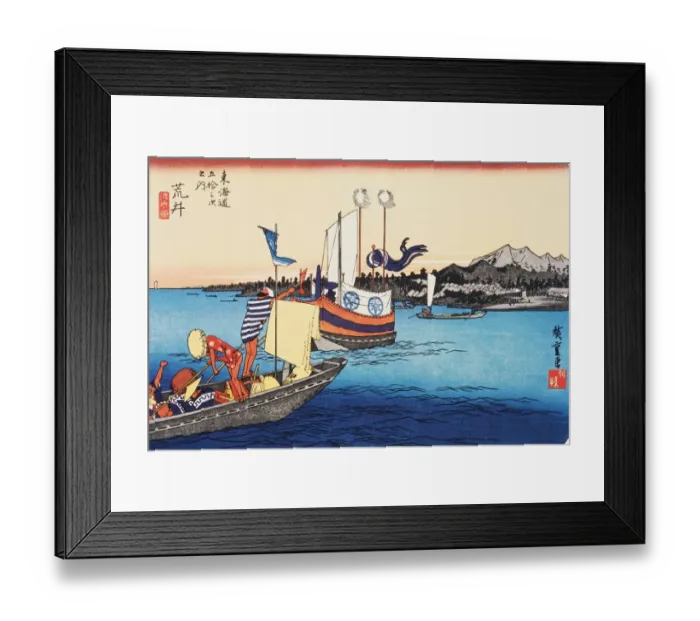 Framed Print : Scenery of Arai in Edo Period, Painting, Woodcut, Japanese Wood Block Print Framed Print : Scenery of Arai in Edo Period, Painting, Woodcut, Japanese Wood Block Print