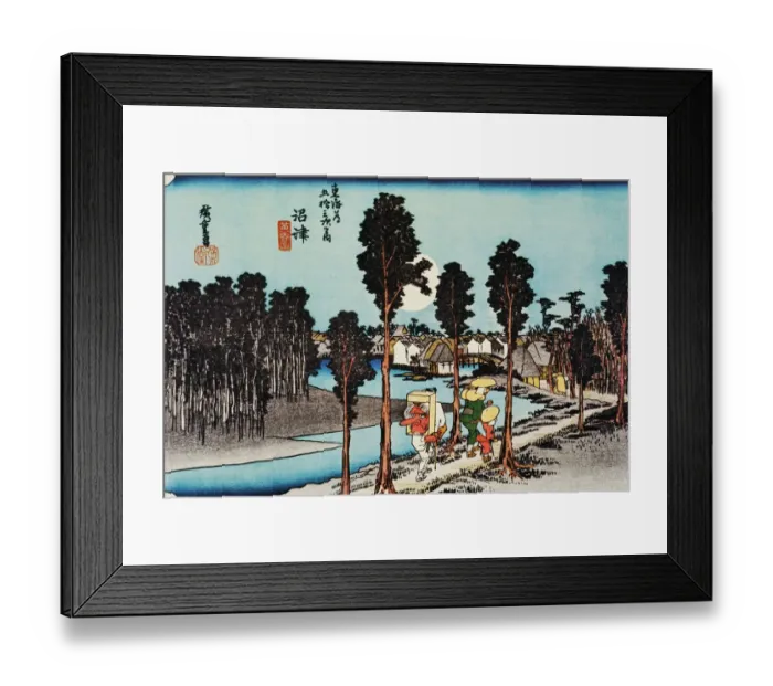 Framed Print : Scenery of Numazu in Edo Period, Painting, Woodcut, Japanese Wood Block Print, Rear View Framed Print : Scenery of Numazu in Edo Period, Painting, Woodcut, Japanese Wood Block Print, Rear View