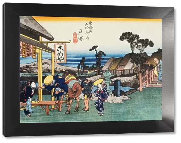 Scenery of Totsuka in Edo Period, Painting, Woodcut, Japanese Wood Block Print