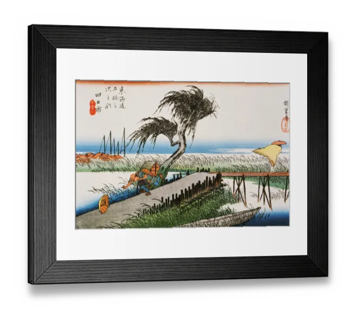 Framed Print : Scenery of Yokkaichi in Edo Period, Painting, Woodcut, Japanese Wood Block Print Framed Print : Scenery of Yokkaichi in Edo Period, Painting, Woodcut, Japanese Wood Block Print