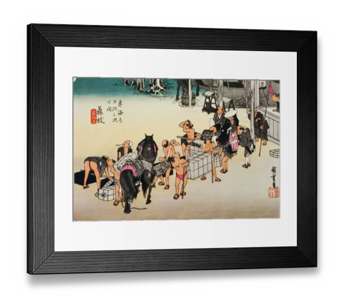 Framed Print : Scenery of Fujieda in Edo Period, Painting, Woodcut, Japanese Wood Block Print Framed Print : Scenery of Fujieda in Edo Period, Painting, Woodcut, Japanese Wood Block Print