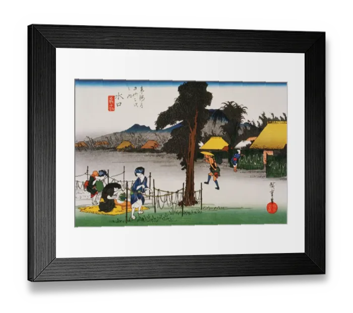 Framed Print : Scenery of Minakuchi in Edo Period, Painting, Woodcut, Japanese Wood Block Print Framed Print : Scenery of Minakuchi in Edo Period, Painting, Woodcut, Japanese Wood Block Print
