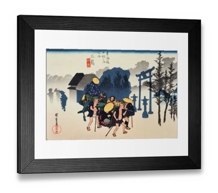 Framed Print : Scenery of Mishima in Edo Period, Painting, Woodcut, Japanese Wood Block Print Framed Print : Scenery of Mishima in Edo Period, Painting, Woodcut, Japanese Wood Block Print