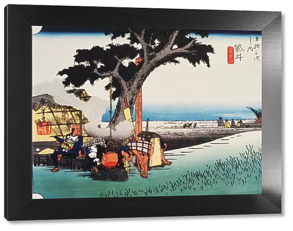 Scenery of Fukuroi in Edo Period, Painting, Woodcut, Japanese Wood Block Print