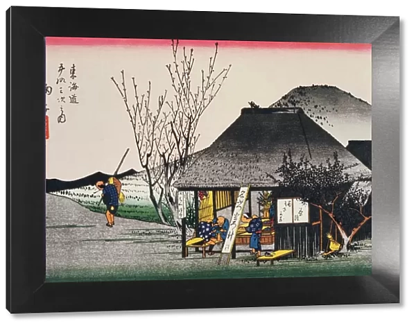 Scenery of Mariko in Edo Period, Painting, Woodcut, Japanese Wood Block Print