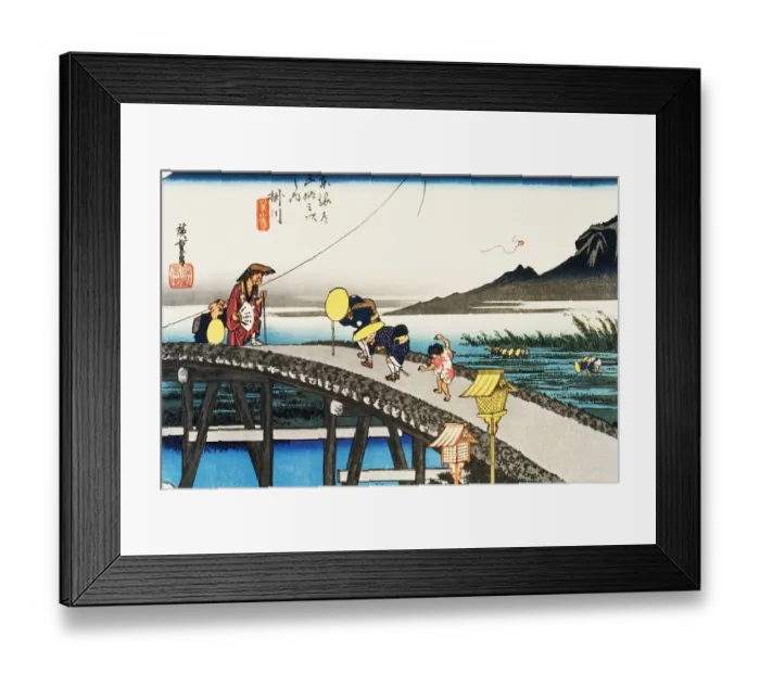 Framed Print : Scenery of Kakegawa in Edo Period, Painting, Woodcut, Japanese Wood Block Print Framed Print : Scenery of Kakegawa in Edo Period, Painting, Woodcut, Japanese Wood Block Print