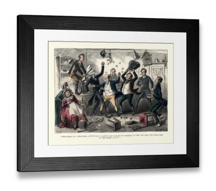 Framed Print : Dickens, Pickwick Papers, Snatching up a meal-sack Framed Print : Dickens, Pickwick Papers, Snatching up a meal-sack