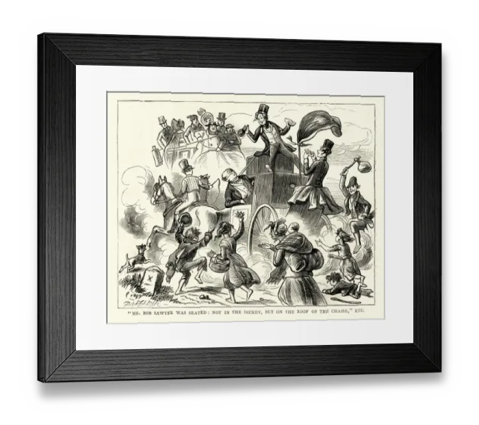 Framed Print : Dickens, Pickwick Papers, on the roof of the chaise Framed Print : Dickens, Pickwick Papers, on the roof of the chaise