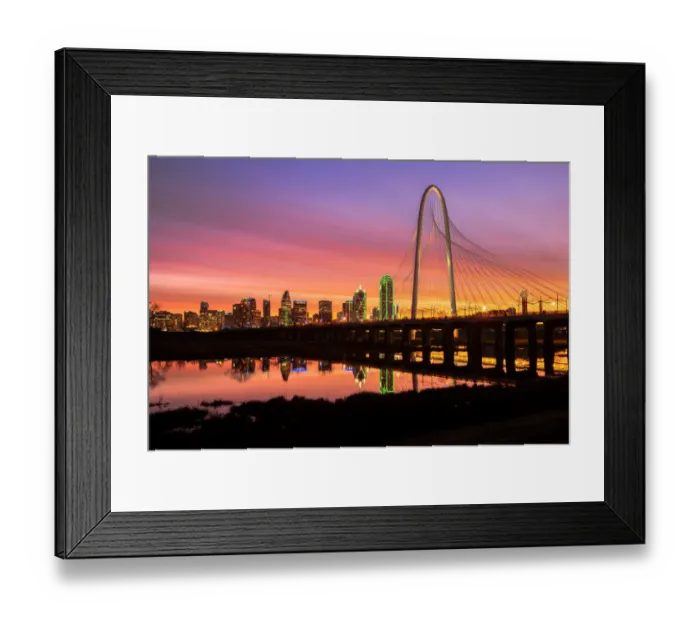 Framed Print : Dallas Skyline - Sunrise with Margaret Hunt Hill Bridge - Dallas, Texas, Texas Framed Print : Dallas Skyline - Sunrise with Margaret Hunt Hill Bridge - Dallas, Texas, Texas