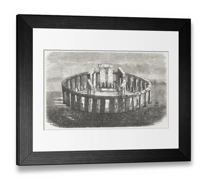 Framed Print : Stonehenge, World Heritage Site in England, wood engraving, published 1876 Framed Print : Stonehenge, World Heritage Site in England, wood engraving, published 1876
