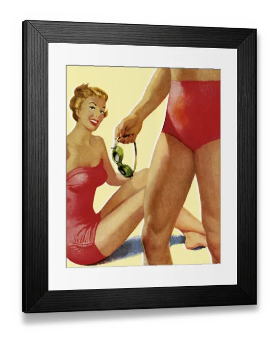 Framed Print : Closeup of Man and Woman at the Beach Framed Print : Closeup of Man and Woman at the Beach