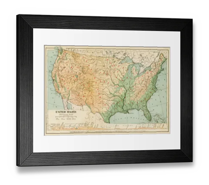 Framed Print : Map of United States 1899 Framed Print : Map of United States 1899
