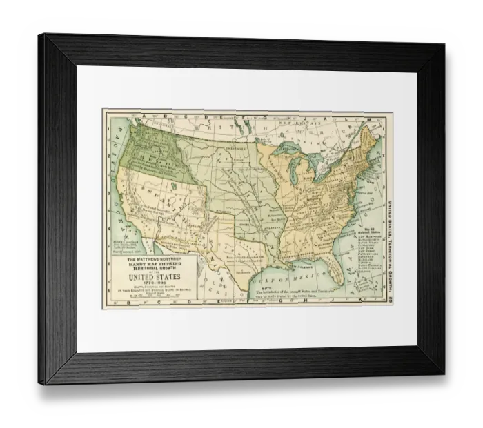 Framed Print : Map of USA 1898 Framed Print : Map of USA 1898
