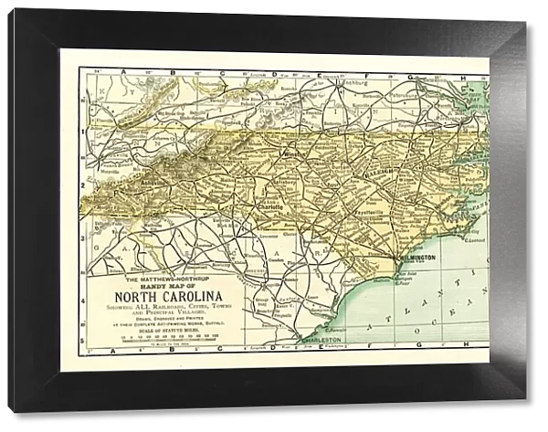 North Carolina USA map 1898