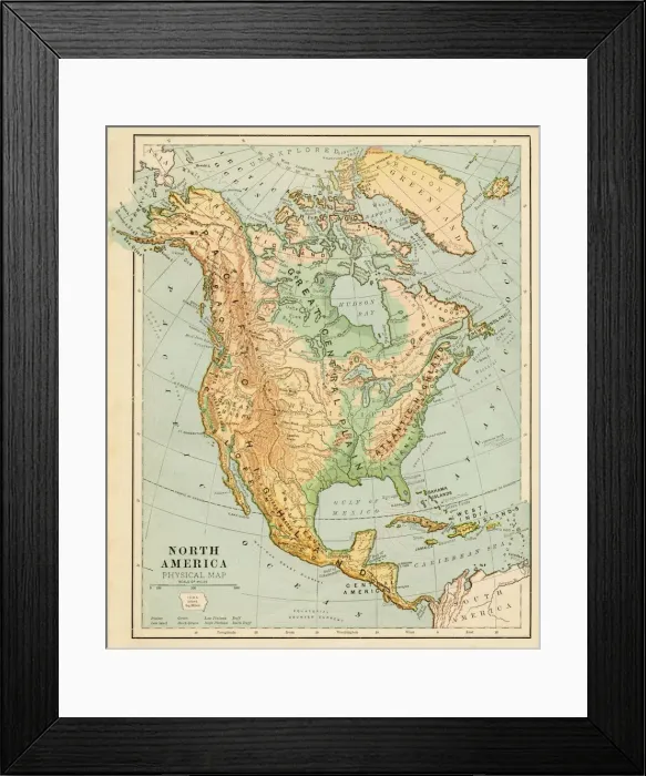 Framed Print : Map of North America 1899 Framed Print : Map of North America 1899