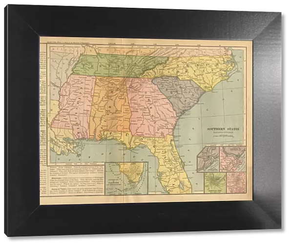 Eastern Southern States of the United States of America Antique Victorian Engraved
