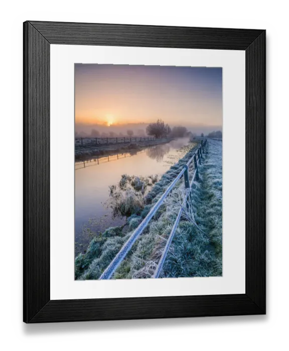 Framed Print : Cold Winter Riverside Scene at Sunrise Framed Print : Cold Winter Riverside Scene at Sunrise