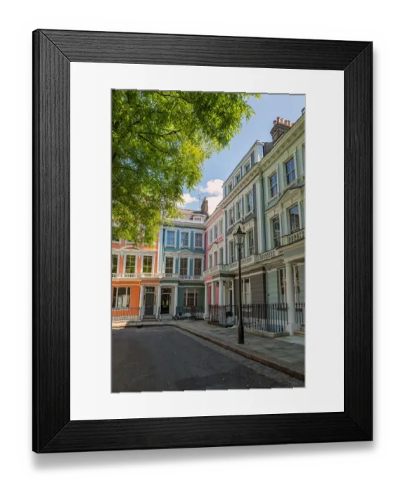 Framed Print : Colourful Georgian style terraced houses in Primrose Hill Framed Print : Colourful Georgian style terraced houses in Primrose Hill