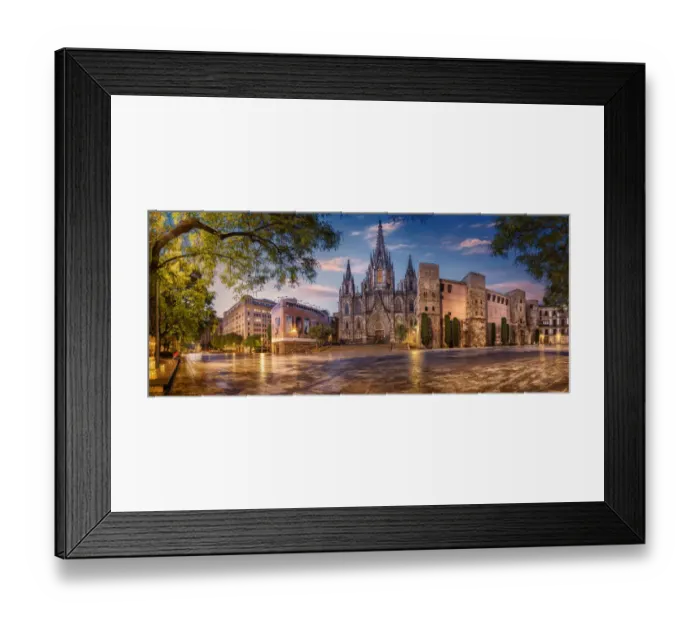 Framed Print : Panorama of Cathedral of Barcelona Framed Print : Panorama of Cathedral of Barcelona