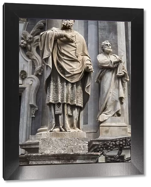 Statue of St. Peter, facade of cathedral. Catania