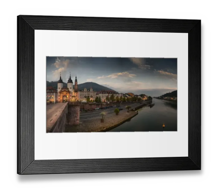 Framed Print : Heidelberg panorama with Old Bridge at dusk, Baden-Wurttemberg, Germany Framed Print : Heidelberg panorama with Old Bridge at dusk, Baden-Wurttemberg, Germany
