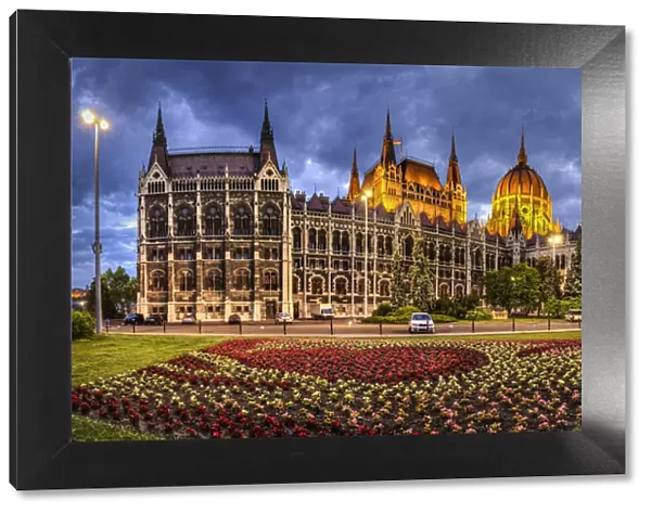 Facade of the Hungarian House of Parliament in Budapest