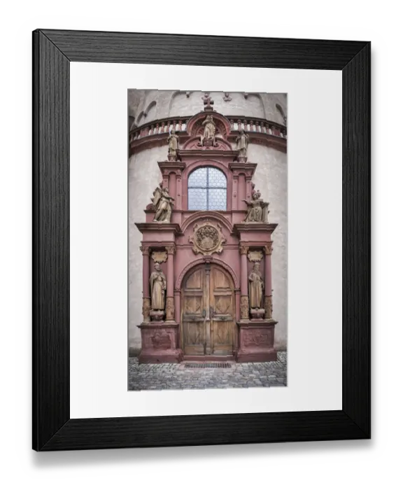 Framed Print : Portal of Saint Marys church in the Marienberg Fortress in WAOErzburg, Germany