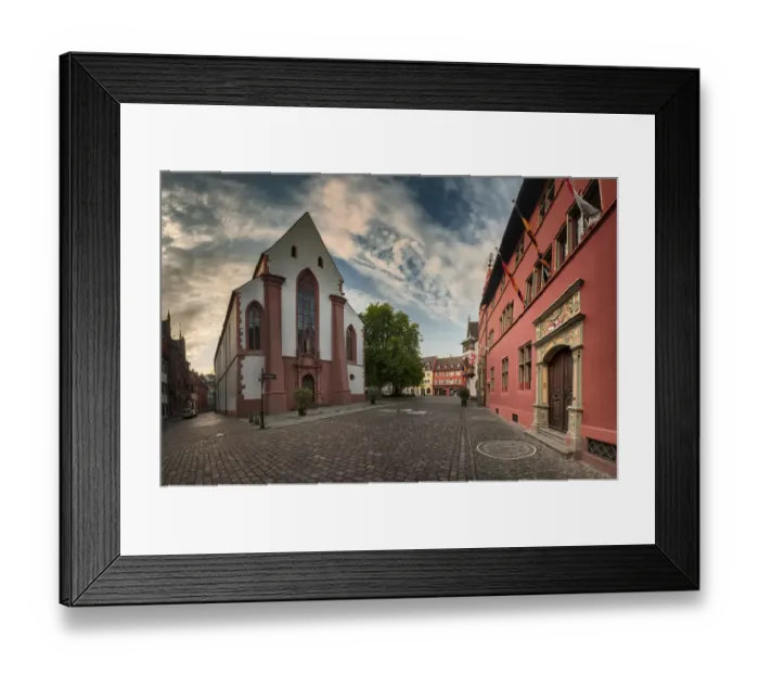 Framed Print : Old Town Hall and St. Martin is chruch in Freiburg city, Germany Framed Print : Old Town Hall and St. Martin is chruch in Freiburg city, Germany