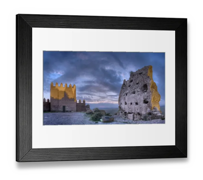 Framed Print : Ruins illuminated at dusk of the Castillo de Tabernas, AlmerAia Framed Print : Ruins illuminated at dusk of the Castillo de Tabernas, AlmerAia