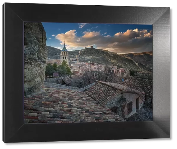 Panoramic view of Albarracin, Cathedral and fortress, Teruel, Spain