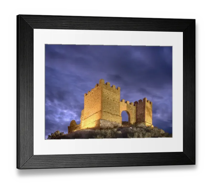 Framed Print : Ruins illuminated at dusk of the Castillo de Tabernas, AlmerAia