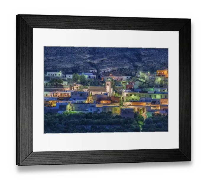 Framed Print : Santa Fe de Mondujar at dusk, Almeria, Andalucia, Spain Framed Print : Santa Fe de Mondujar at dusk, Almeria, Andalucia, Spain