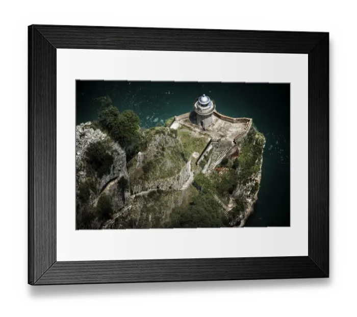 Framed Print : Lighthouse in the town of SantoAna, Cantabria, Spain