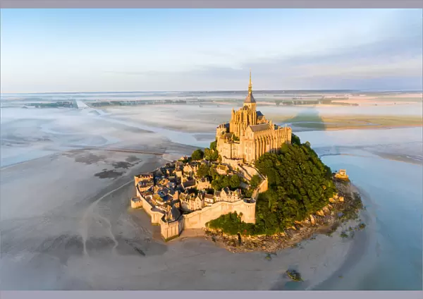 France from the sky : Mont Saint-Michel during the sunrise