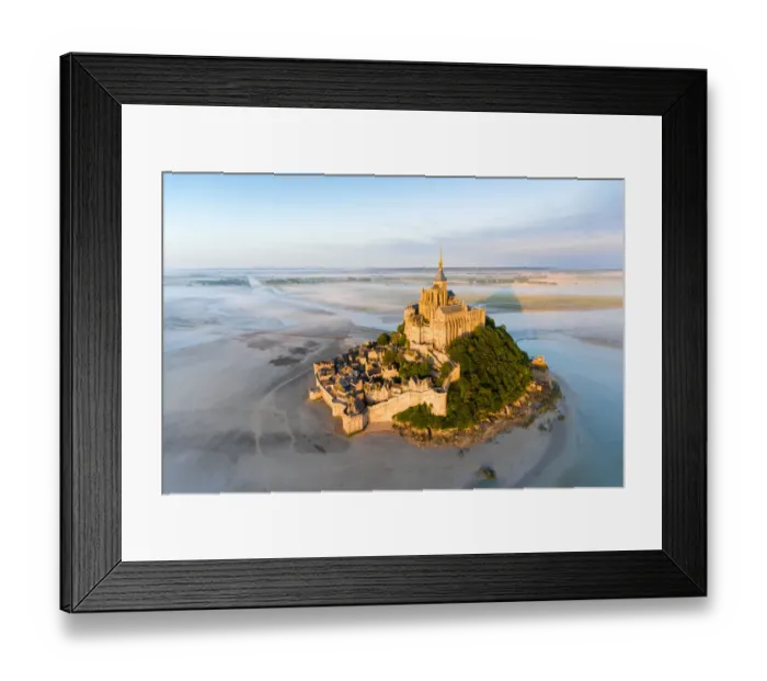 Framed Print : France from the sky : Mont Saint-Michel during the sunrise