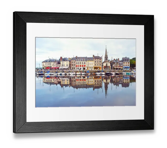 Framed Print : Houses reflection in river, Honfleur