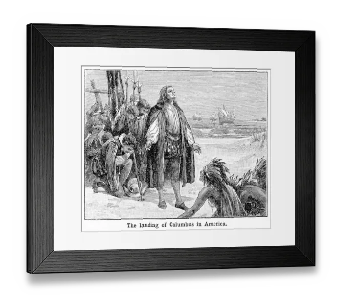 Framed Print : Columbus landing in America engraving 1897 Framed Print : Columbus landing in America engraving 1897