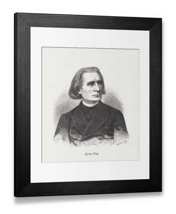 Framed Print : Franz Liszt (1811-1886), Hungarian composer, wood engraving, published in 1887