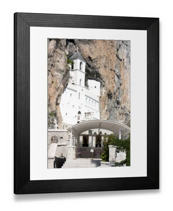 Framed Print : The Upper Church of Ostrog Monastery, a Amazing Place of Worship in the large rock of Framed Print : The Upper Church of Ostrog Monastery, a Amazing Place of Worship in the large rock of