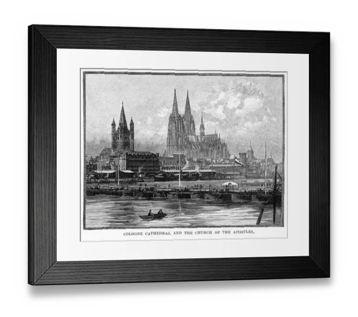 Framed Print : Cologne Cathedral and the Church of the Apostles, Engraving, 1892 Framed Print : Cologne Cathedral and the Church of the Apostles, Engraving, 1892