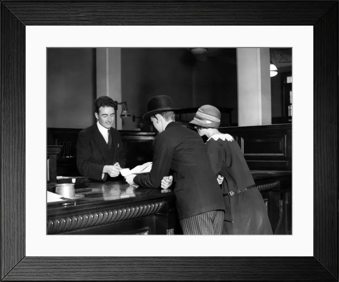 Framed Print : Bank Clerk Framed Print : Bank Clerk