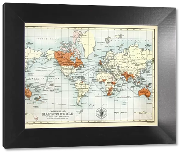 Antique Commercial Map of the World