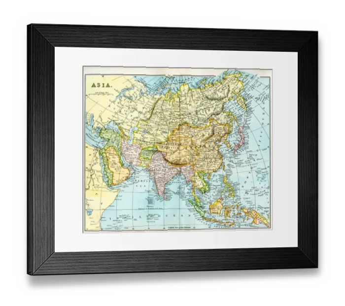 Framed Print : Map of Asia 19th century