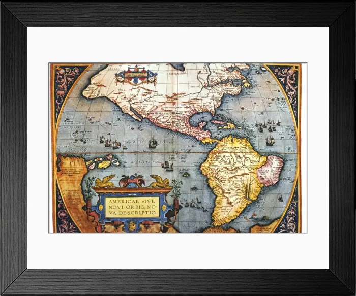 Framed Print : The Americas, 1587 Map by Abraham Ortelius Framed Print : The Americas, 1587 Map by Abraham Ortelius