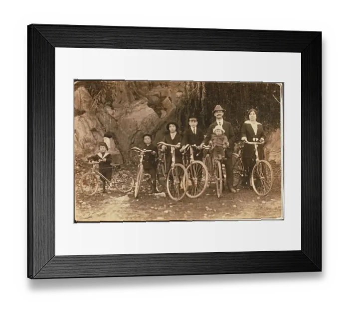 Framed Print : Family on Bicycle Outing Framed Print : Family on Bicycle Outing