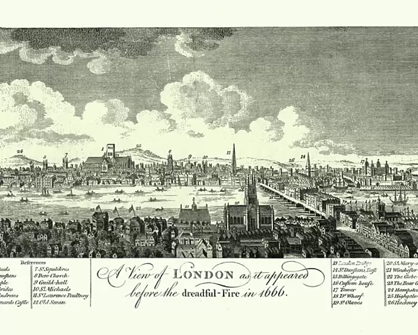 Skyline of London, before the Great Fire, 17th Century