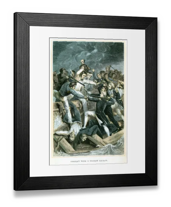 Framed Print : Nelson Conflict with a spanish launch Framed Print : Nelson Conflict with a spanish launch